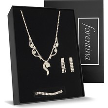 Forentina Gümüş Kaplama Düğün Takı Seti PS2325