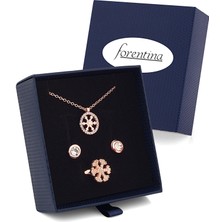 Forentina Rose Kar Tanesi Kolye Küpe Yüzük Takı Seti PS2509