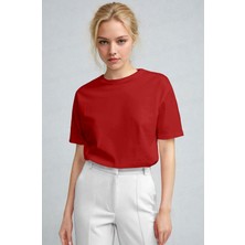 Teenage Millionaire Kadın Kırmızı %100 Pamuk Nefes Alan Bisiklet Yaka Regular Fit Normal Kesim Baskisiz Basic T-Shirt