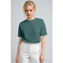 Teenage Millionaire Kadın Petrol Yeşili %100 Pamuk Nefes Alan Bisiklet Yaka Regular Fit Normal Kesim Baskisiz Basic T-Shirt