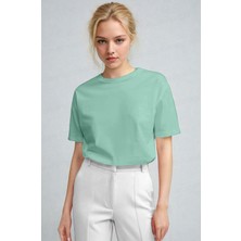 Teenage Millionaire Kadın Mint Yeşili %100 Pamuk Nefes Alan Bisiklet Yaka Regular Fit Normal Kesim Baskisiz Basic T-Shirt