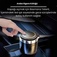 Polham Premium Araç Küllük,su Geçirmez, LED Işıklı, Koku Önleyici, Kapaklı, Yıkanabilir, Su Geçirmez