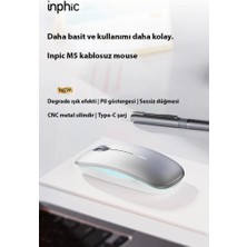 Polham 2.4g Şarj Edilebilir Süper Sessiz Ultra Ince Mouse, Şık Işıklı, Metal Silindirli Mouse