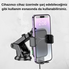 Polham Vakumlu Torpido Üstü, Cam Için Kablosuz Şarjlı Araç Içi Telefon Tutucu, Süper Vantuzlu Universal Telefon Tutucu