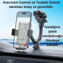 Polham Vakumlu Torpido Üstü ve Cam Için Telefon Tutucu, Akrobatik Süper Vantuzlu Universal Tutucu