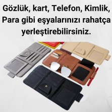 Polham Organizer Güneşlik Araç Cüzdanı, Telefon Tutucu, Gözlük, Kartlık, Kimlik, Para, Kalem Tutucu