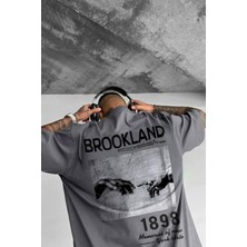 Teenage Millionaire Erkek Gri 1898 Brookland Baskılı Oversize Salas T-Shirt