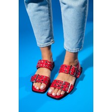 Luvi Blob Kırmızı Rugan Tokalı Kadın Sandalet