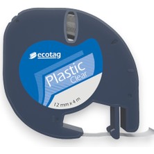 Ecotag Dymo Muadili Şerit Etiket Plastik Şeffaf 12 mm x 4 mt