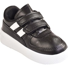 Günlük Unisex Çocuk Şeritli Beyaz Sneaker Cırtlı Hafif Rahat Spor Ayakkabı