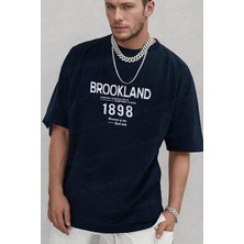 Teenage Millionaire Erkek 1898 Baskılı Lacivert Oversize Salas T-Shirt