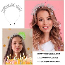 KENPAZAR Ece Store Kristal Taşlı Gümüş Birthday Girl Yazılı Doğum Günü Parti Tacı 19X11 cm