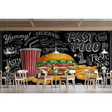 Lotus Aura Hamburger Duvar Kağıdı Patates Kızartması Duvar Resmi Restoran Duvar Posteri