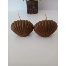 Qosrix 2'li Kahverengi Mini Istiridye Deniz Kabuğu   Kokulu Mum Dekoratif