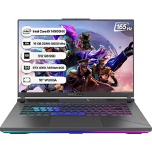 Asus Rog Strix G16 G614JVR-N3098 Intel Core I9 14900HX 16 GB 512 GB SSD Rtx 4060-140WATT 165 Hz Freedos 16" Wuxga Taşınabilir Bilgisayar