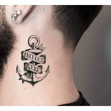 Tattoo Gerçekci Geçici Çapa Ve Yazılı Minimal Dövme Tattoo