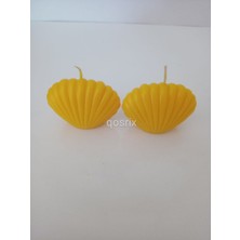 Qosrix 2'li Sarı Mini Istiridye Deniz Kabuğu   Kokulu Mum Dekoratif