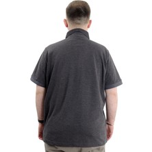 ModeXL Mode Xl Battal Beden Erkek Tshirt Polo Yaka Nakışlı Klasik Pike 20553 Antrasit