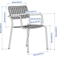 IKEA Kolçaklı Sandalye, Koyu Gri, Mindersiz