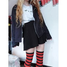 Happy Socks Ithal Özel Seri Women's Extra Long Cute Red Striped Diz Üstü Çorap