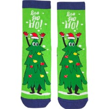 Bonapart Özel Koleksiyon Unisex Yılbaşı Noel Merry Christmas Happy Green Tree Soket Çorap