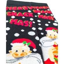 Bonapart Özel Koleksiyon Unisex Yılbaşı Noel Merry Christmas Happy Smack Mas Soket Çorap