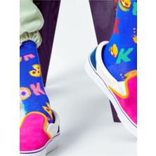 Happy Socks Ithal Özel Seri Unisex Happy Socks Its Ok Sock Renkli Soket Çorap Dikişsiz