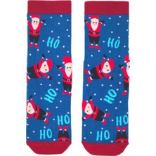 Bonapart Özel Koleksiyon Unisex Yılbaşı Noel Merry Christmas Happy Dark Blue Hoho Soket Çorap