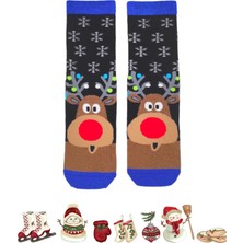 Bonapart Özel Koleksiyon Unisex Yılbaşı Noel Merry Christmas Snowy Deer Geyik Soket Çorap