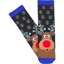 Bonapart Özel Koleksiyon Unisex Yılbaşı Noel Merry Christmas Snowy Deer Geyik Soket Çorap