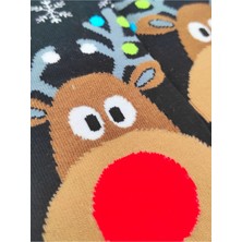 Bonapart Özel Koleksiyon Unisex Yılbaşı Noel Merry Christmas Snowy Deer Geyik Soket Çorap