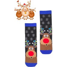 Bonapart Özel Koleksiyon Unisex Yılbaşı Noel Merry Christmas Snowy Deer Geyik Soket Çorap