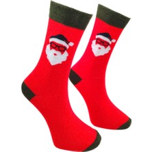 Bonapart Özel Koleksiyon Unisex Yılbaşı Noel Merry Christmas Happy Red Classic Soket Çorap