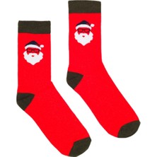 Bonapart Özel Koleksiyon Unisex Yılbaşı Noel Merry Christmas Happy Red Classic Soket Çorap