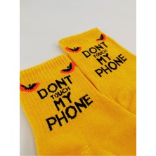 Shuttle Park Unisex Comics Fashion Dont Touch My Phone Yazılı Kolej Çorap
