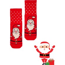 Bonapart Özel Koleksiyon Unisex Yılbaşı Noel Merry Christmas Happy Red Noel Kolej Çorap