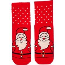 Bonapart Özel Koleksiyon Unisex Yılbaşı Noel Merry Christmas Happy Red Noel Kolej Çorap