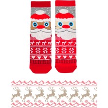 Bonapart Özel Koleksiyon Unisex Yılbaşı Noel Merry Christmas Happy Noel Deer Soket Çorap