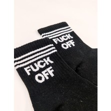 Shuttle Park Unisex Comics Fashion Fck Off Yazılı Kolej Çorap