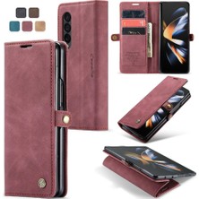 BDT Market Samsung Galaxy Z Için Flip Case Fold 4 5g Vintage Pu Deri Cüzdan Kılıf (Yurt Dışından)