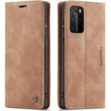 Huawei P40 Pro Flip Folio Kitap Kılıf Için Flip Case Kart Yuvası Kickstand Pu (Yurt Dışından)