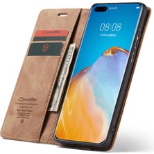 Huawei P40 Pro Flip Folio Kitap Kılıf Için Flip Case Kart Yuvası Kickstand Pu (Yurt Dışından)