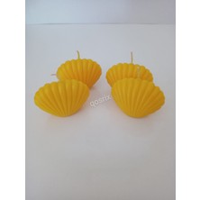 Qosrix 4'lü Sarı Mini Istiridye Deniz Kabuğu   Kokulu Mum Dekoratif