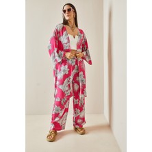 Xhan Pembe Çiçek Desenli Kimono Takım 5YXK8-48600-20