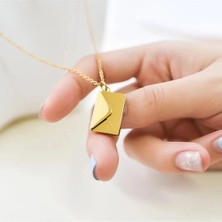 Herşey Nota Açılabilir Aşk Mektup Model Gold Altın Kaplama 316L Paslanmaz Çelik Kolye