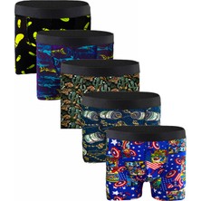 5'li Premium Erkek Desenli Boxer Paketi %95 Pamuk Extra Esnek
