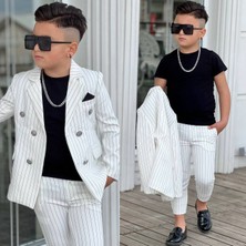 Modavals 4 Parça Çizgili Ceketli Erkek Çocuk Takım Elbise