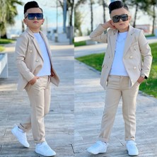 Modavals 4 Parça 6 Düğmeli Ceketli Erkek Çocuk Takım Elbise - Beyaz Tshırt