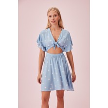 Suwen Daisy Desenli Kısa Plaj Elbisesi