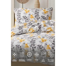 Elart Fitted Nevresim Takımı Ranfors Çift Kişilik 4 Parça Flores Sarı